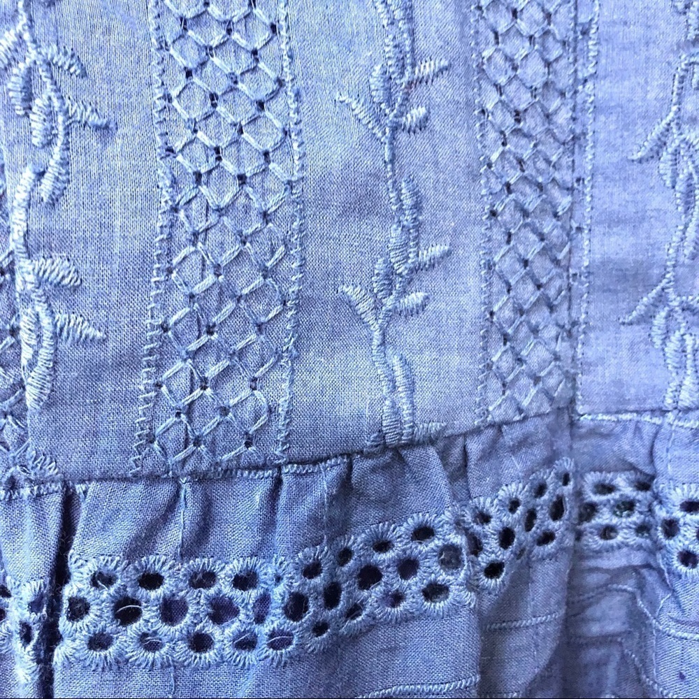 🎯3/$10 NWT Esley Dress Eyelet Lace Embroidery Blue Medium - Picture 6 of 7